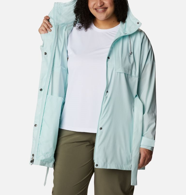 Women's Columbia Pardon My Trench Rain Jackets Turquoise | Plus Size CA-Q1834